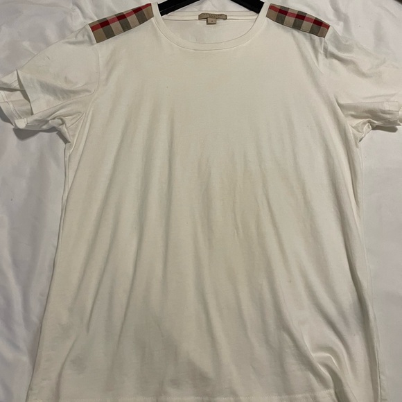 Burberry White T-Shirt with Check Detail - Picture 1 of 1